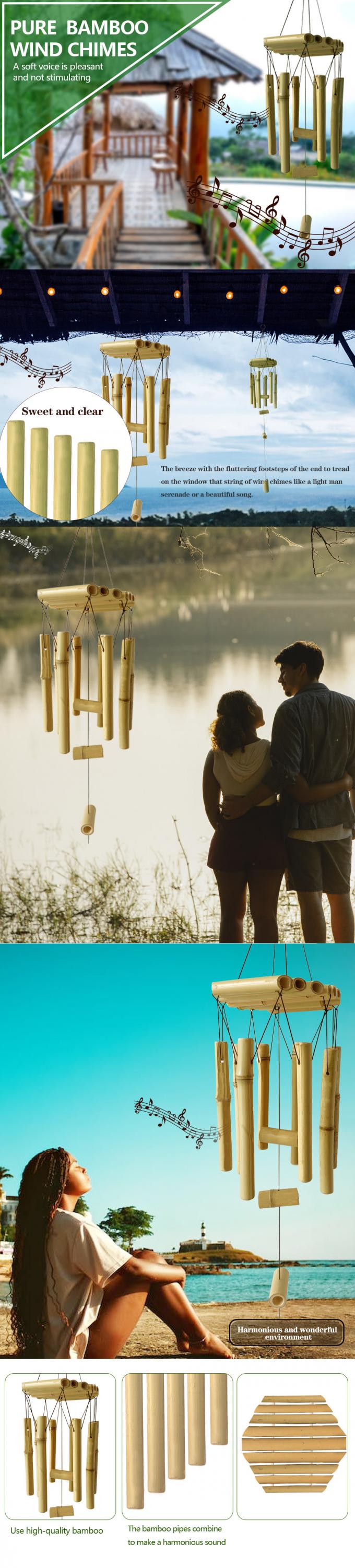 زنگ های باد بامبو با صدای عمیق شگفت انگیز برای دکوراسیون در حیاط باغ 1