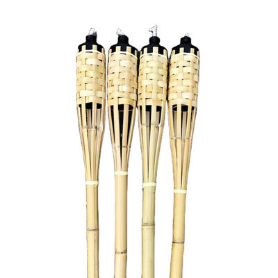مشعل بامبو طبیعی با فتیله فایبرگلاس قابل تعویض - برای مهمانی حیاط خلوت، عروسی، روشنایی مسیر