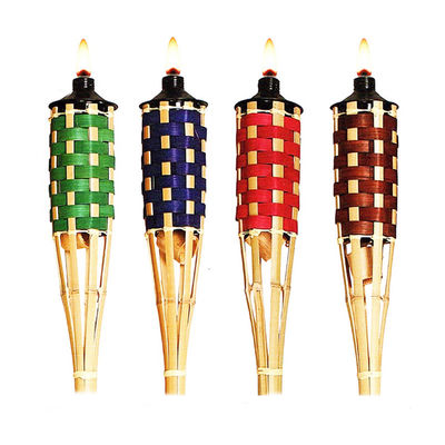 مشعل بامبو طبیعی با فتیله فایبرگلاس قابل تعویض - برای مهمانی حیاط خلوت، عروسی، روشنایی مسیر