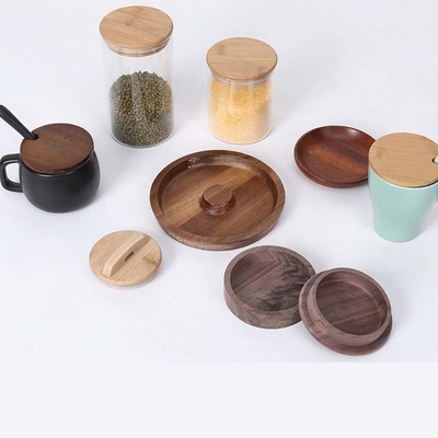 درب بطری شمع عطر درب شیشه بامبو لوگو لیزری برای لیوان های پلاستیکی شیشه ای