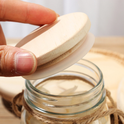 درب ظروف شیشه ای آشپزخانه درب شیشه درب چوبی با دایره سیلیکونی به خوبی مهر و موم شده