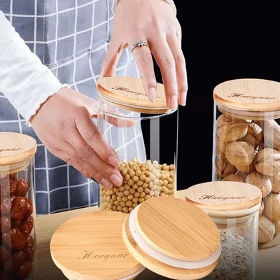 درب ظروف بامبو حلقه سیلیکونی درب شیشه شمع شیشه بامبو درب هوابند