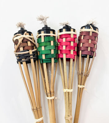 مشعل بامبو طبیعی برای کمپینگ در فضای باز، تزئینات مهمانی باغ، دست ساز، سازگار با محیط زیست، مشعل آتش ضد آب