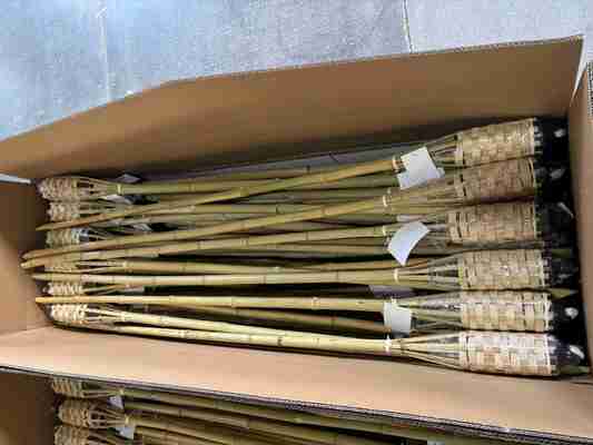 مشعل بامبو طبیعی با فتیله فایبرگلاس قابل تعویض - برای مهمانی حیاط خلوت، عروسی، روشنایی مسیر